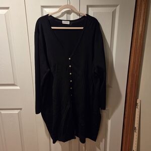 Avenue Black V-Neck Long Tunic Cardigan Sweater